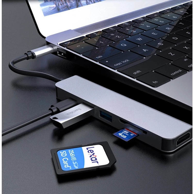 크롬북 PD77W SD / TF 독자를 위한 Usb 다중 포트 6in1 도킹 스테이션 디스플레이포트 허브